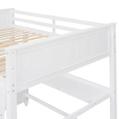 Bellemave® Full Size Wooden Loft Bed with Drawers and Desk - Bellemave