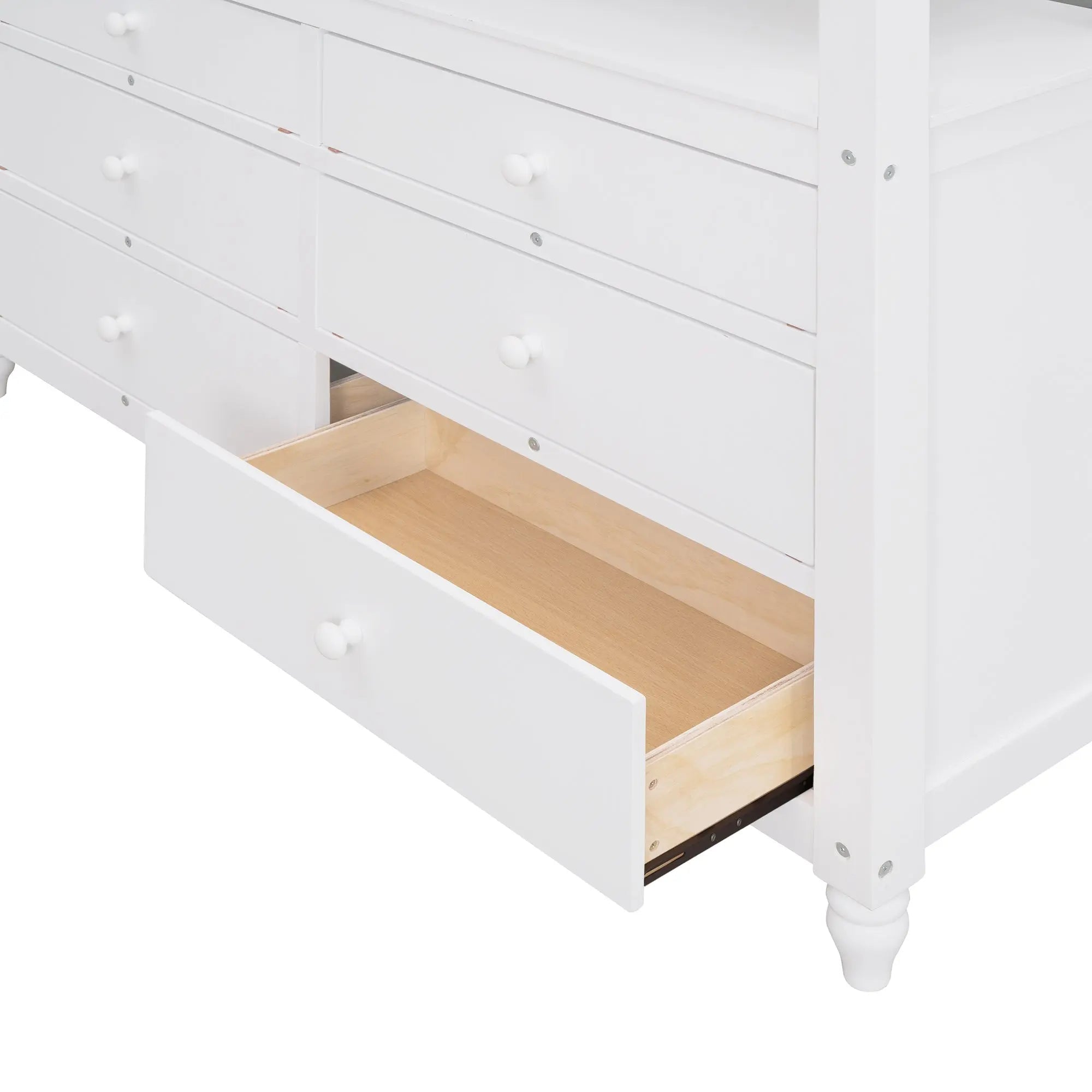 Bellemave® Full Size Wooden Loft Bed with Drawers and Desk - Bellemave