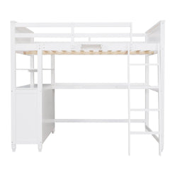 Bellemave® Full Size Wooden Loft Bed with Drawers and Desk - Bellemave