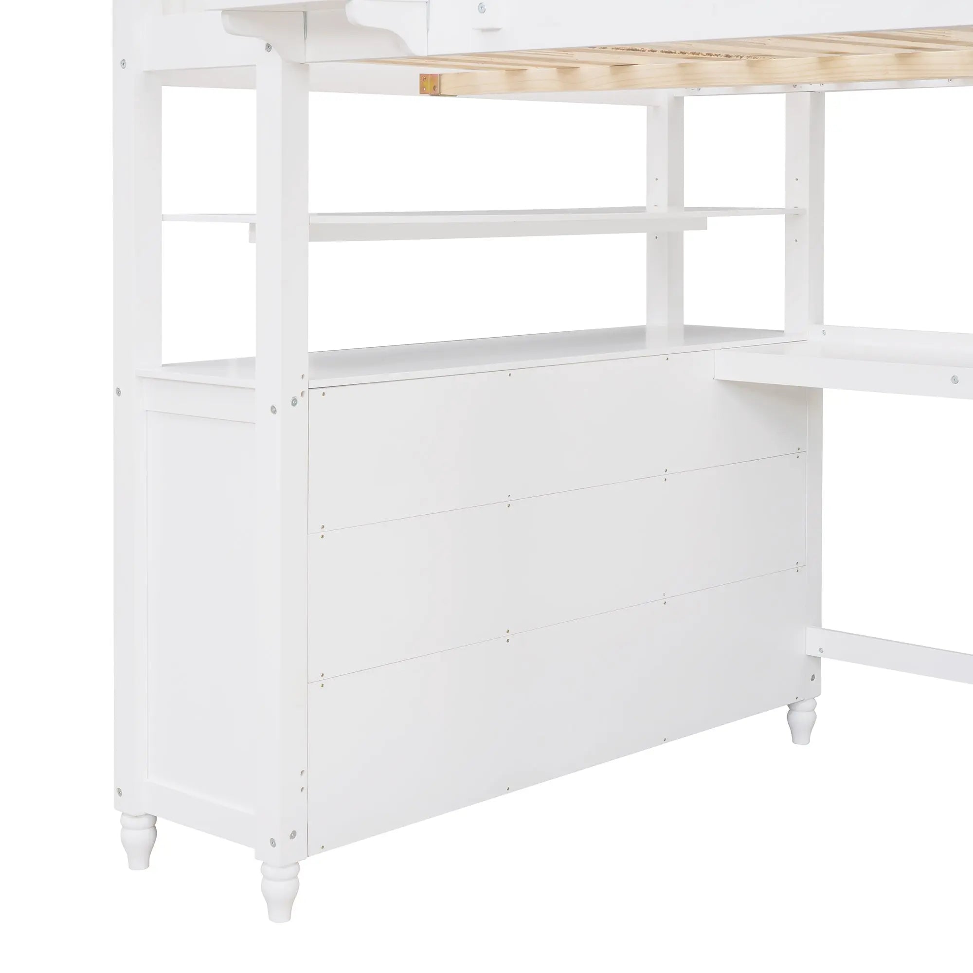 Bellemave® Full Size Wooden Loft Bed with Drawers and Desk - Bellemave