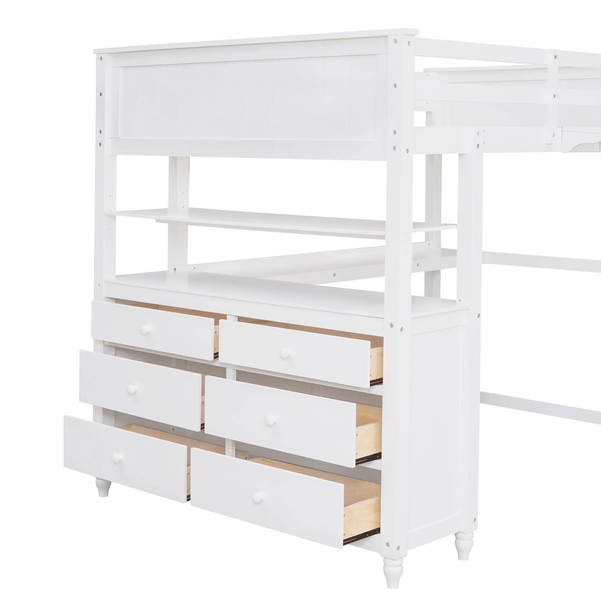 Bellemave® Full Size Wooden Loft Bed with Drawers and Desk - Bellemave