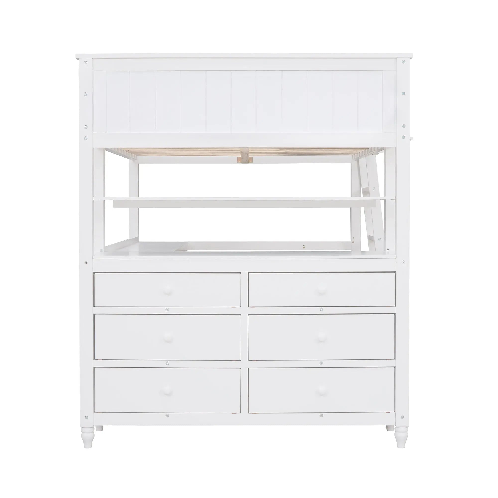 Bellemave® Full Size Wooden Loft Bed with Drawers and Desk - Bellemave