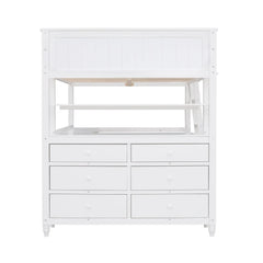Bellemave® Full Size Wooden Loft Bed with Drawers and Desk - Bellemave