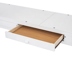 Bellemave® Full Size Wooden Loft Bed with U - shaped Desk,Storage Compartments and Tri - fold Mirror - Bellemave
