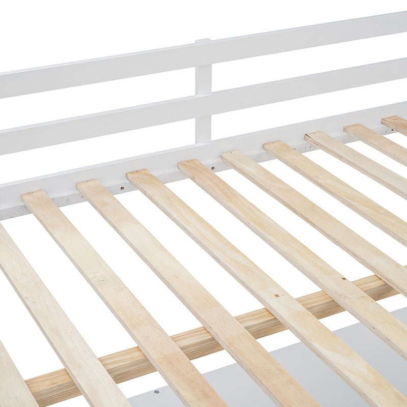 Bellemave® Full Size Wooden Loft Bed with U - shaped Desk,Storage Compartments and Tri - fold Mirror - Bellemave