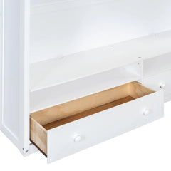 Bellemave® Full Size Wooden Loft Bed with Wardrobe, TV Cabinet, Storage Shelves, Drawers and RGB LED light - Bellemave