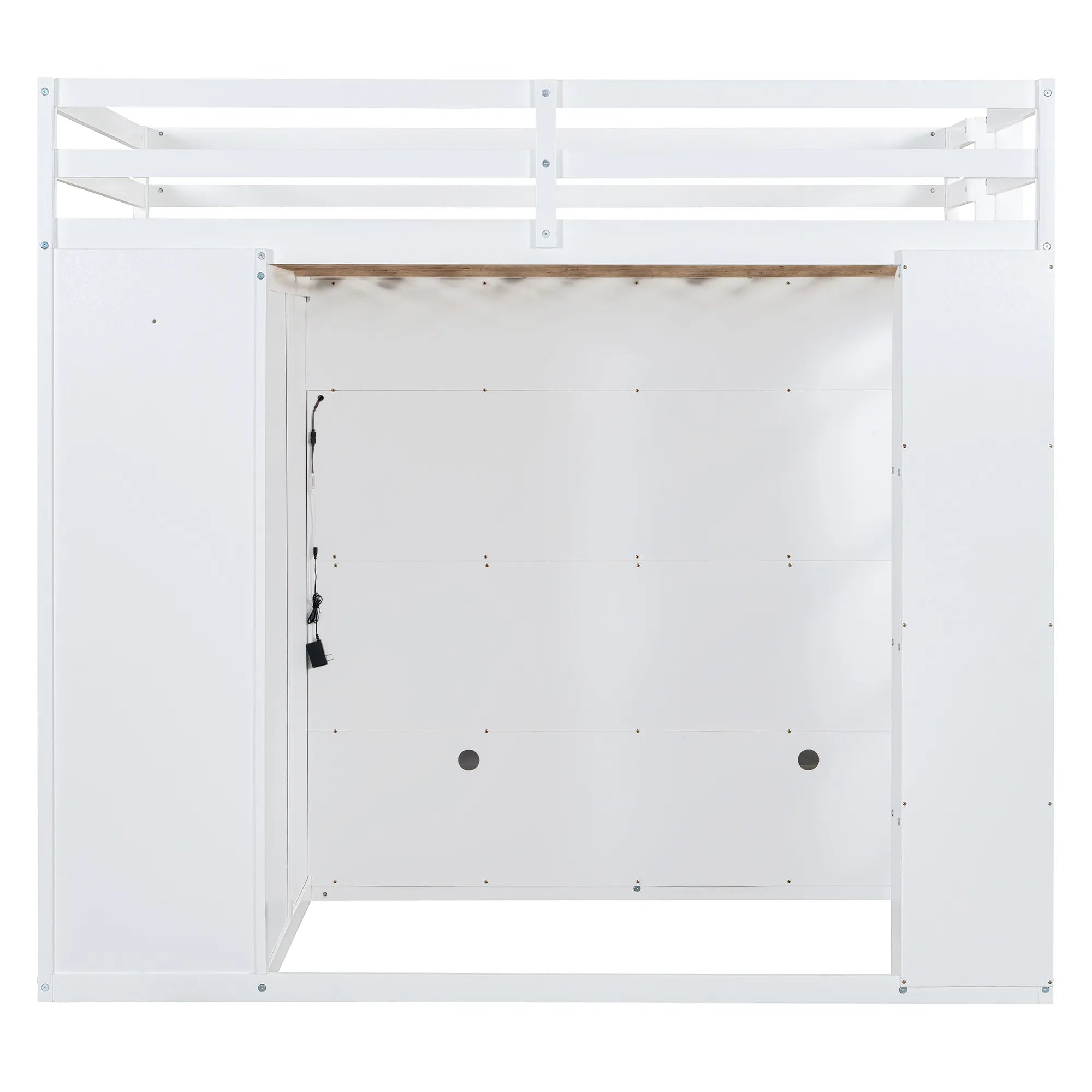 Bellemave® Full Size Wooden Loft Bed with Wardrobe, TV Cabinet, Storage Shelves, Drawers and RGB LED light - Bellemave