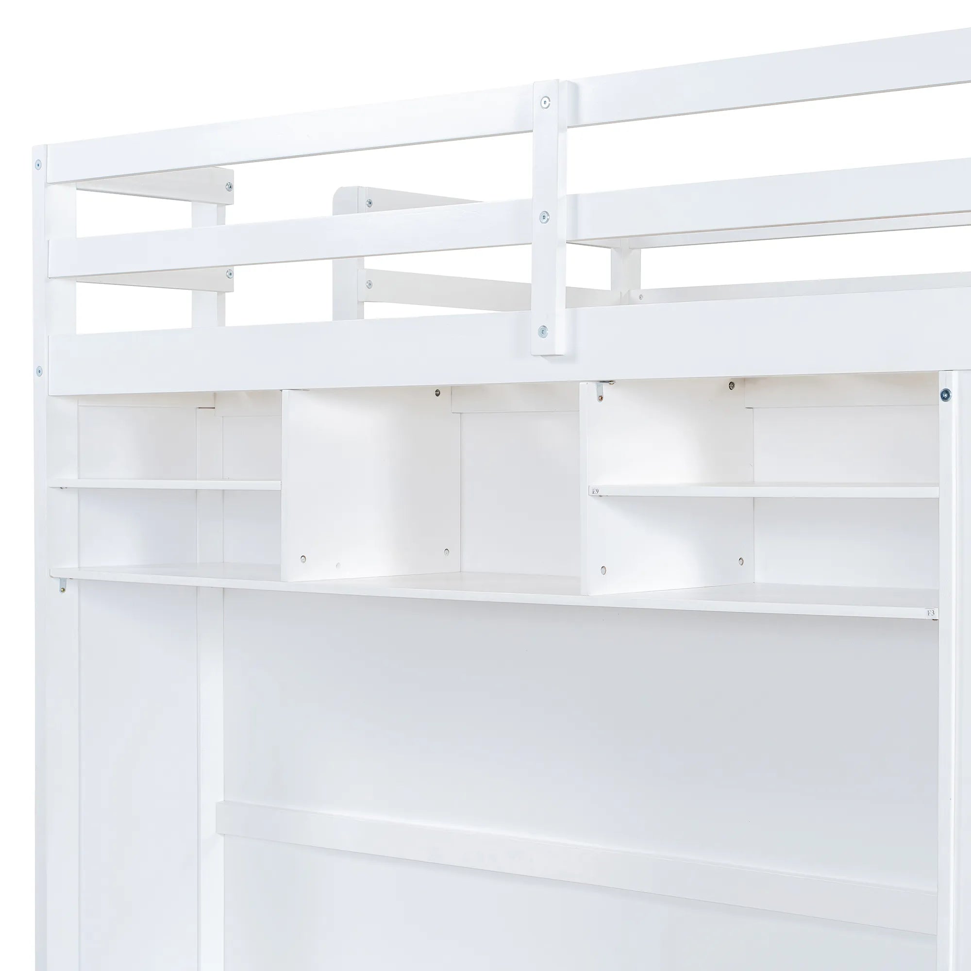 Bellemave® Full Size Wooden Loft Bed with Wardrobe, TV Cabinet, Storage Shelves, Drawers and RGB LED light - Bellemave