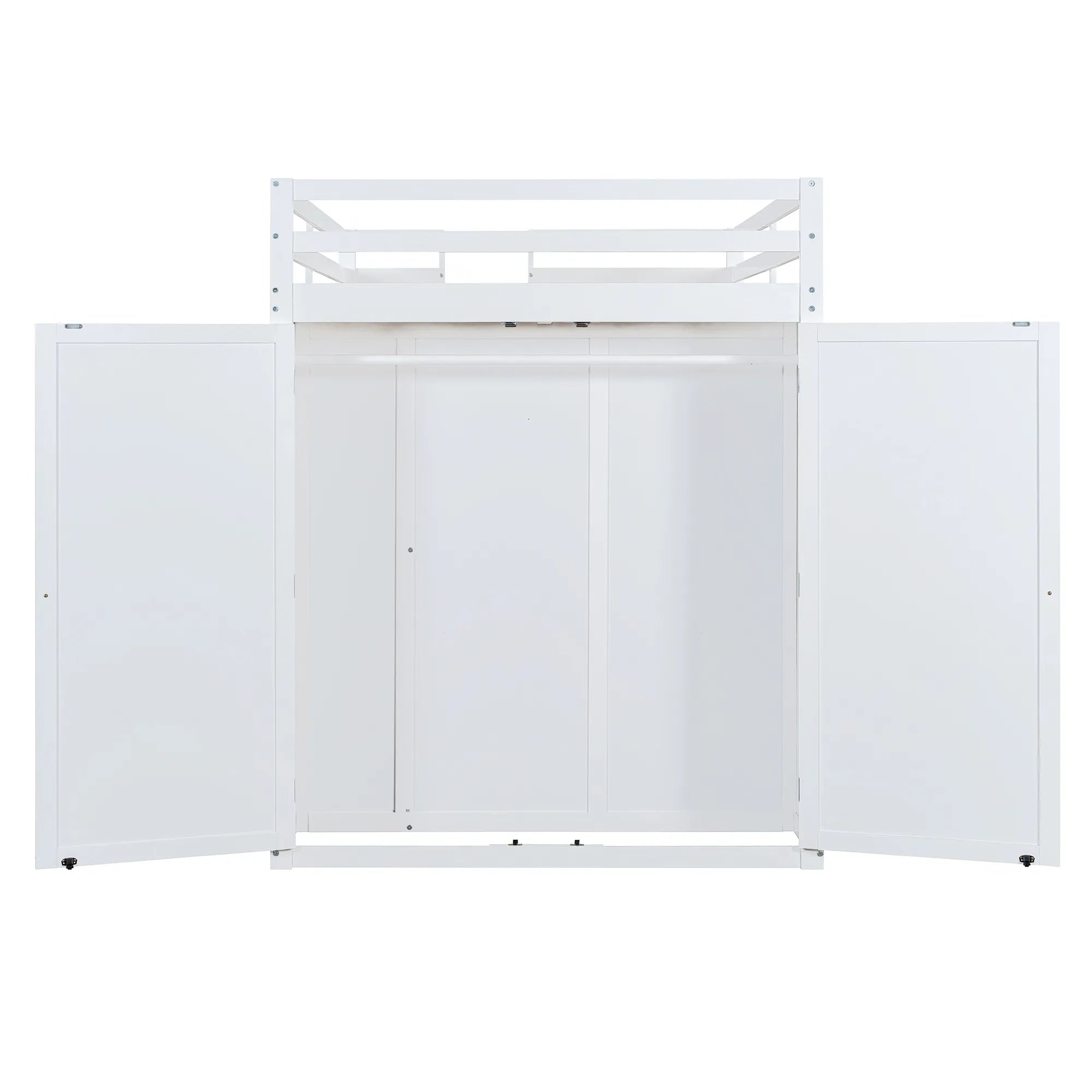Bellemave® Full Size Wooden Loft Bed with Wardrobe, TV Cabinet, Storage Shelves, Drawers and RGB LED light - Bellemave