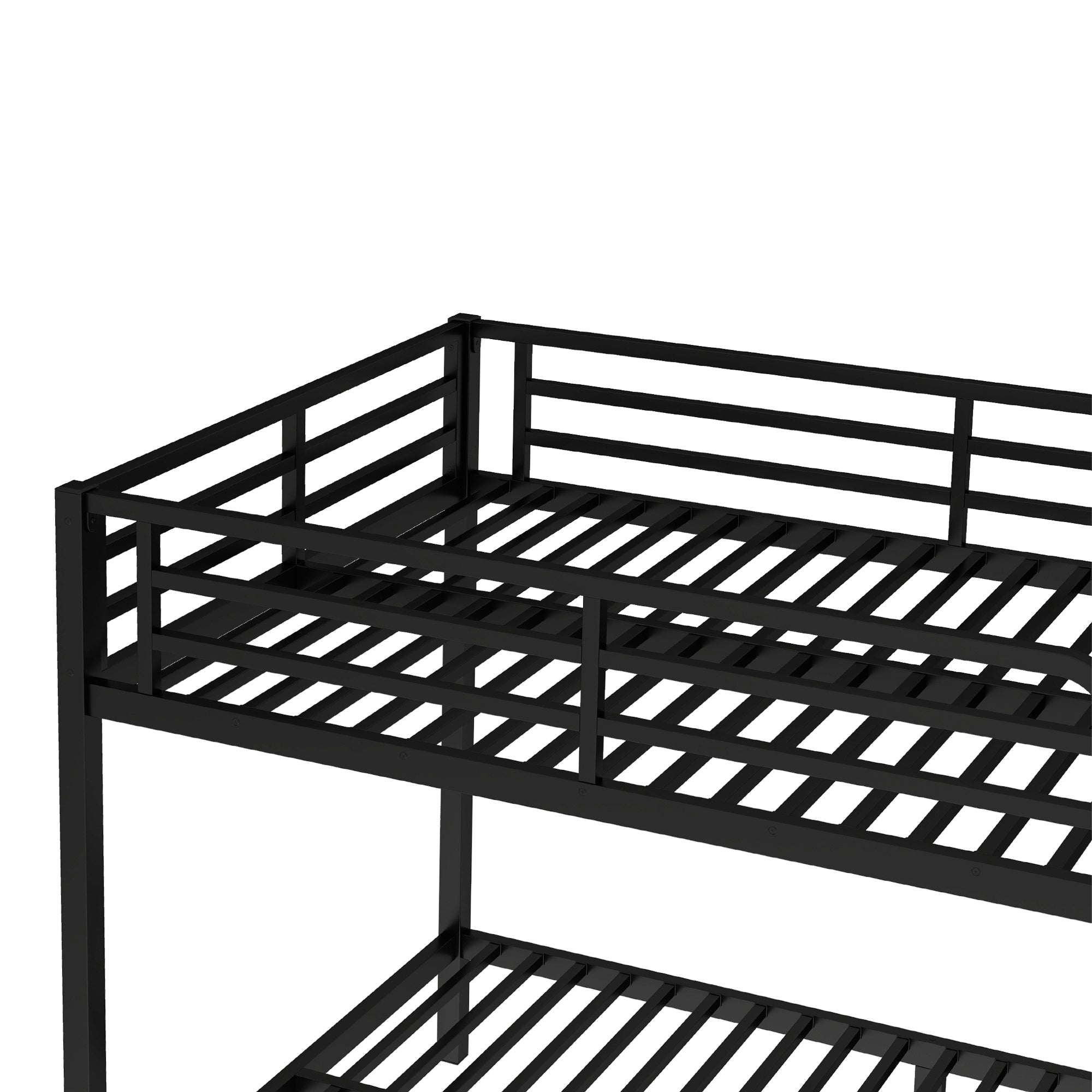 Bellemave® Full XL Over Full XL Bunk Beds with Ladder & Full - Length Guardrails, Metal Heavy Duty Full Size Bunk Bed Frame with Slats, Black - Bellemave