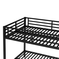 Bellemave® Full XL Over Full XL Bunk Beds with Ladder & Full - Length Guardrails, Metal Heavy Duty Full Size Bunk Bed Frame with Slats, Black - Bellemave