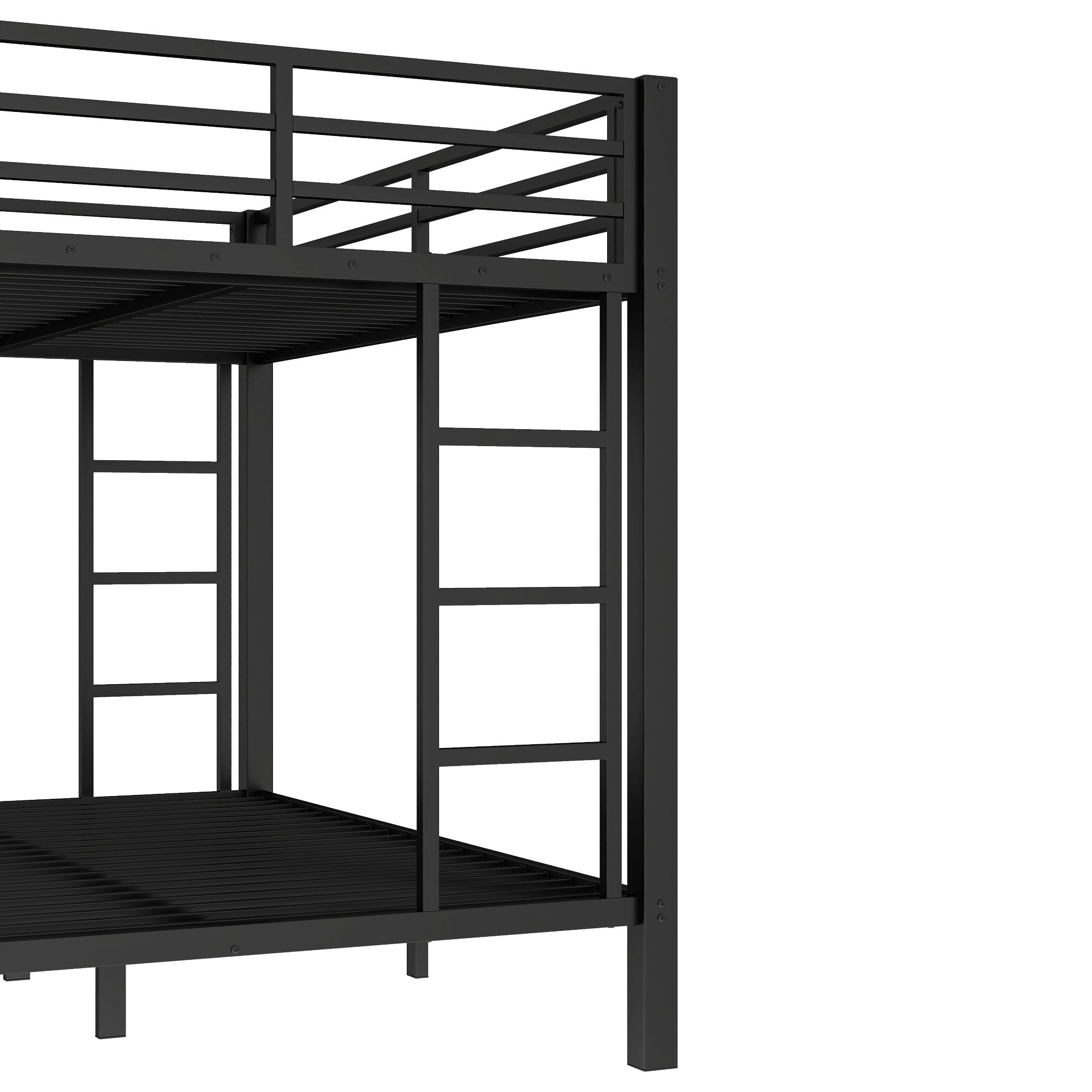 Bellemave® Full XL Over Queen Bunk Bed for Adults/Kids,Heavy Duty Adults Bunk Beds with Guardrail & Ladders,Black - Bellemave