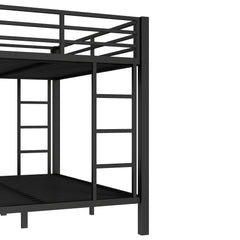 Bellemave® Full XL Over Queen Bunk Bed for Adults/Kids,Heavy Duty Adults Bunk Beds with Guardrail & Ladders,Black - Bellemave