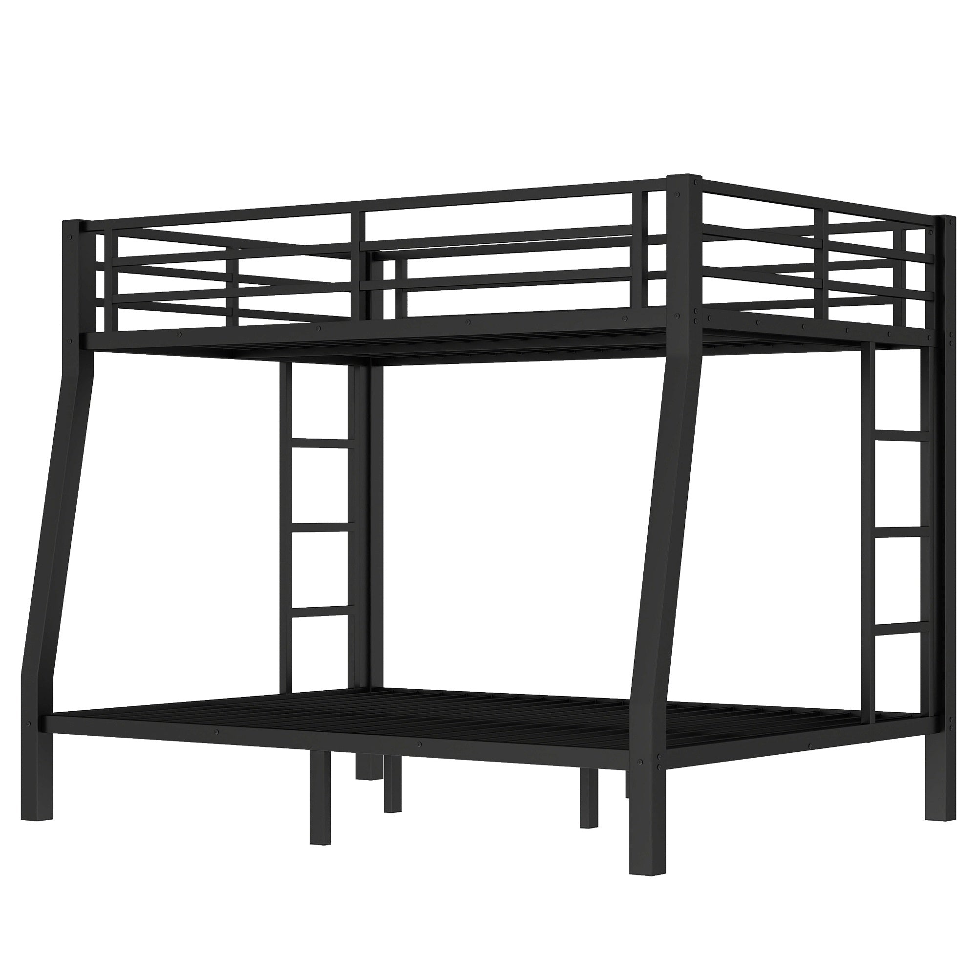 Bellemave® Full XL Over Queen Bunk Bed for Adults/Kids,Heavy Duty Adults Bunk Beds with Guardrail & Ladders,Black - Bellemave