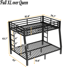 Bellemave® Full XL Over Queen Bunk Bed for Adults/Kids,Heavy Duty Adults Bunk Beds with Guardrail & Ladders,Black - Bellemave