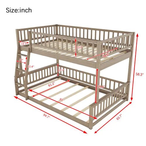 Bellemave® Full XL over Queen Bunk Bed with Ladder and Guardrails - Bellemave