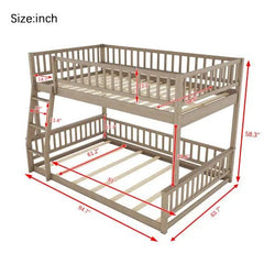 Bellemave® Full XL over Queen Bunk Bed with Ladder and Guardrails - Bellemave