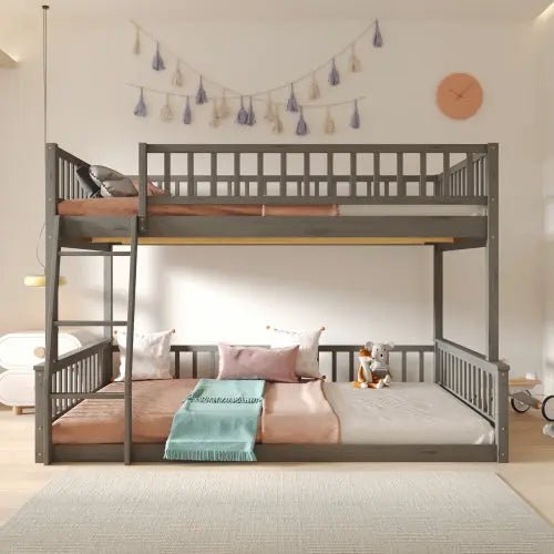Bellemave® Full XL over Queen Bunk Bed with Ladder and Guardrails - Bellemave