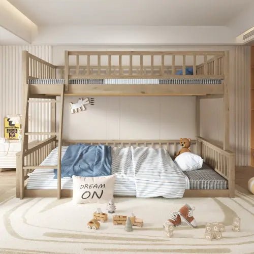 Bellemave® Full XL over Queen Bunk Bed with Ladder and Guardrails - Bellemave