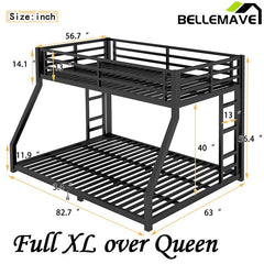 Bellemave® Full XL over Queen Metal Bunk Bed - Bellemave