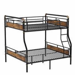 Bellemave® Full XL Over Queen Metal Bunk Bed, Industrial Detachable Bunkbeds with Safety Guard Rails for Teens, Black - Bellemave