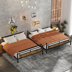 Bellemave® Full XL Over Queen Metal Bunk Bed, Industrial Detachable Bunkbeds with Safety Guard Rails for Teens, Black - Bellemave