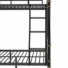 Bellemave® Full XL Over Queen Metal Bunk Bed, Industrial Detachable Bunkbeds with Safety Guard Rails for Teens, Black - Bellemave
