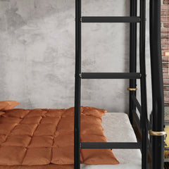 Bellemave® Full XL Over Queen Metal Bunk Bed, Industrial Detachable Bunkbeds with Safety Guard Rails for Teens, Black - Bellemave
