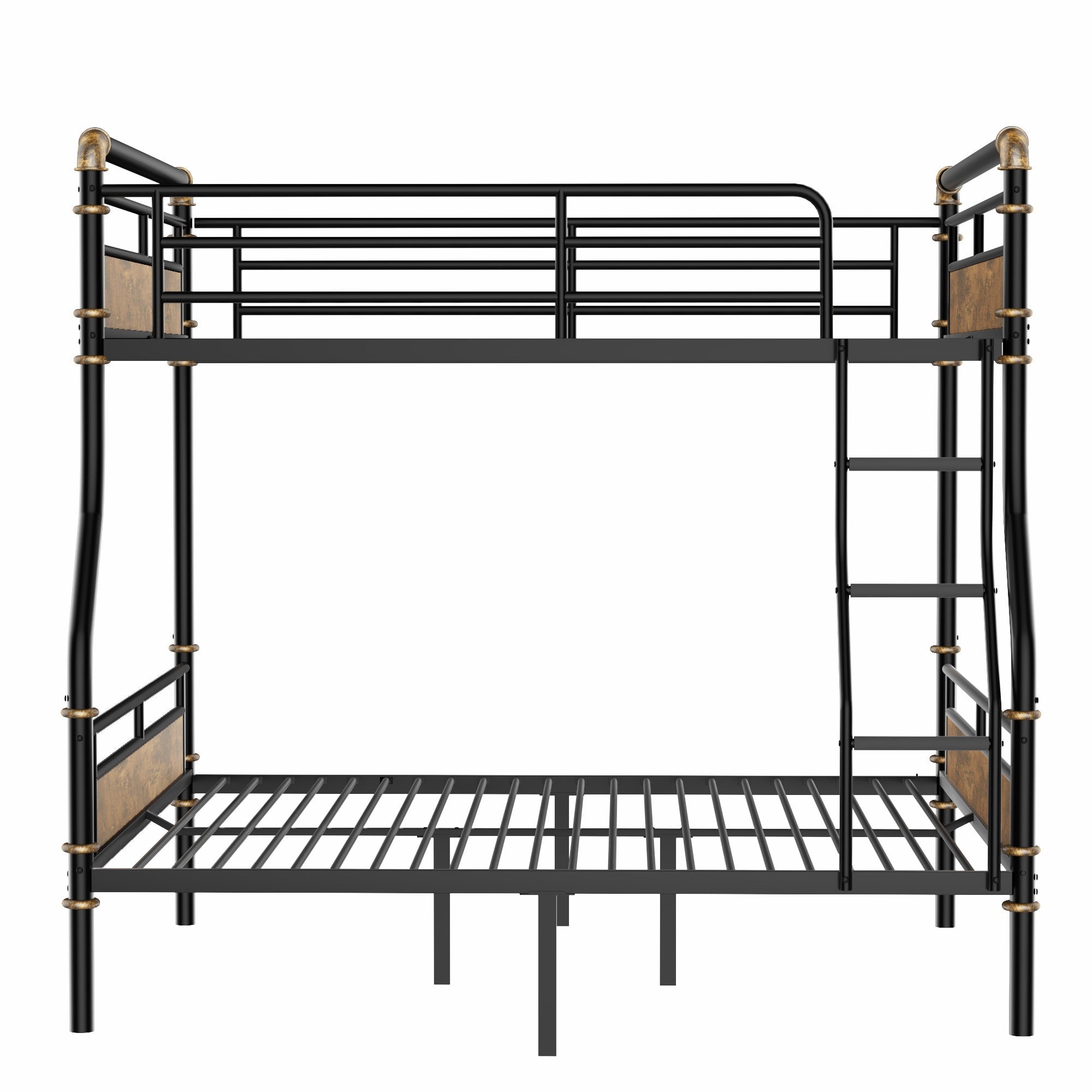 Bellemave® Full XL Over Queen Metal Bunk Bed, Industrial Detachable Bunkbeds with Safety Guard Rails for Teens, Black - Bellemave