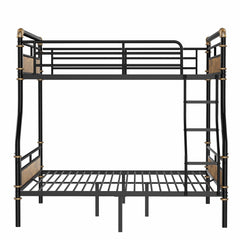 Bellemave® Full XL Over Queen Metal Bunk Bed, Industrial Detachable Bunkbeds with Safety Guard Rails for Teens, Black - Bellemave