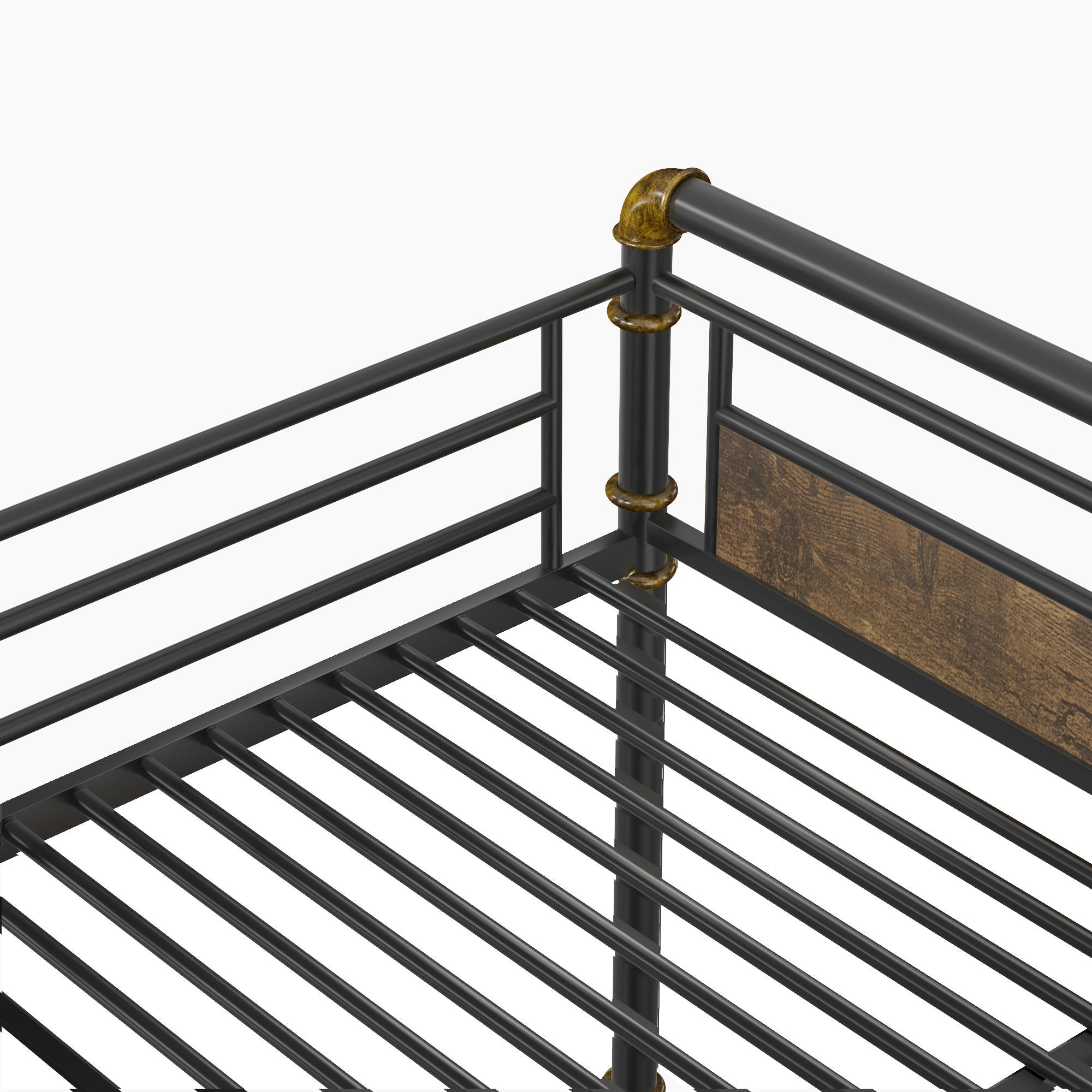 Bellemave® Full XL Over Queen Metal Bunk Bed, Industrial Detachable Bunkbeds with Safety Guard Rails for Teens, Black - Bellemave