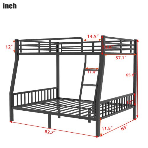Bellemave® Full XL Over Queen Metal Bunk Bed with Ladder and Slats Support - Bellemave