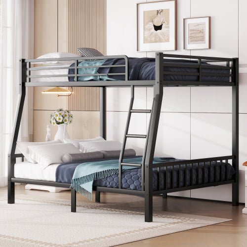 Bellemave® Full XL Over Queen Metal Bunk Bed with Ladder and Slats Support - Bellemave