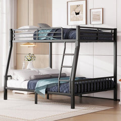 Bellemave® Full XL Over Queen Metal Bunk Bed with Ladder and Slats Support - Bellemave