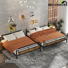 Bellemave® Full XL over Queen Metal Bunk Bed with Safety Guard Rails(Convertible) - Bellemave