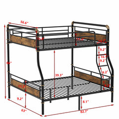 Bellemave® Full XL over Queen Metal Bunk Bed with Safety Guard Rails(Convertible) - Bellemave