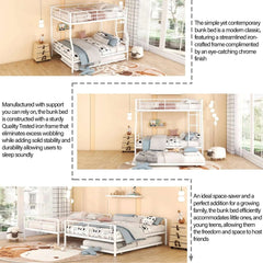 Bellemave® Full XL over Queen Metal Bunk Bed with Trundle Bed - Bellemave