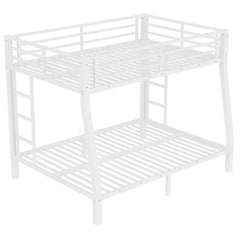 Bellemave® Full XL over Queen Metal Bunk Beds with Guardrails, Ladders & Under - bed Storage, White - Bellemave
