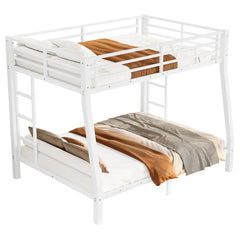Bellemave® Full XL over Queen Metal Bunk Beds with Guardrails, Ladders & Under - bed Storage, White - Bellemave