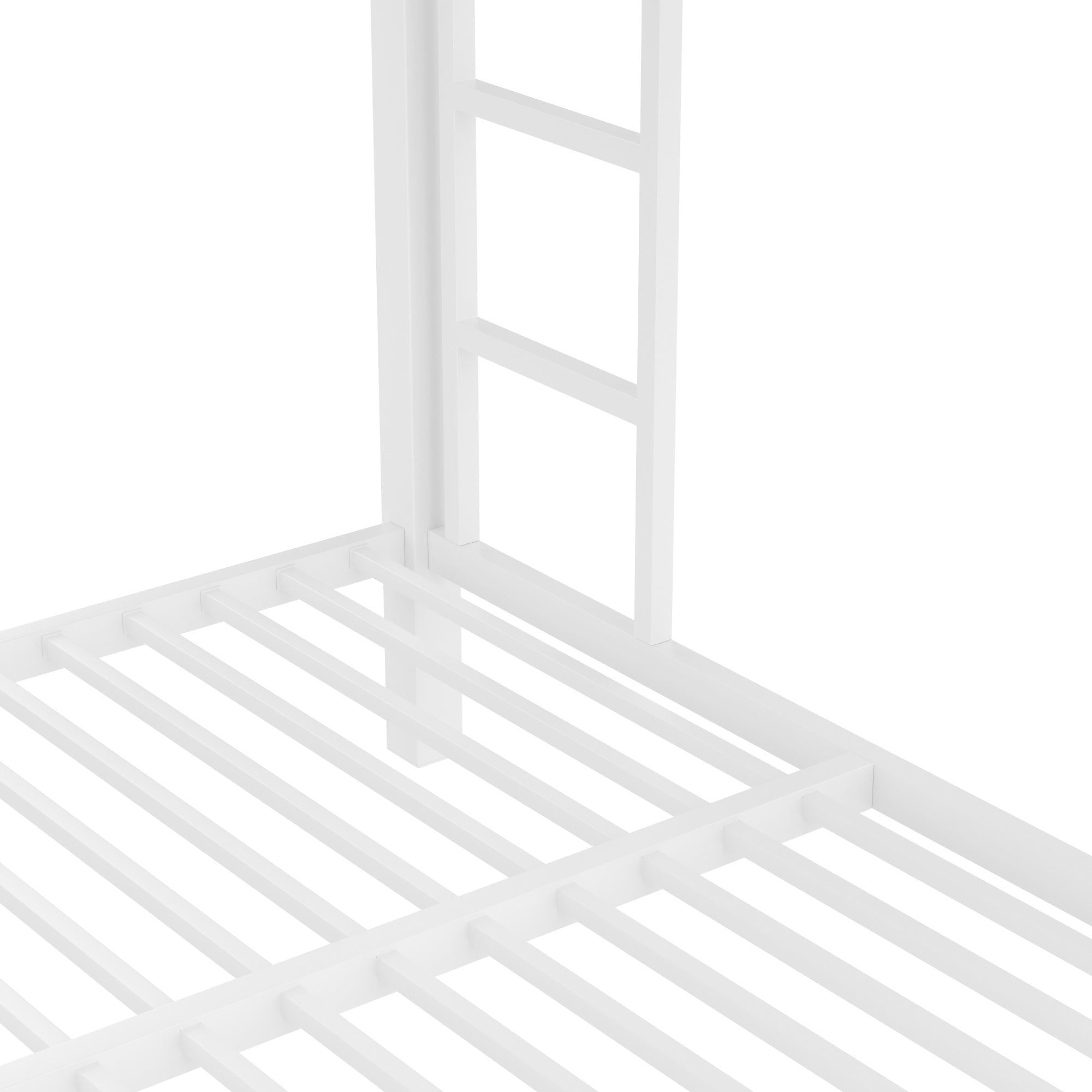 Bellemave® Full XL over Queen Metal Bunk Beds with Guardrails, Ladders & Under - bed Storage, White - Bellemave