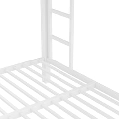 Bellemave® Full XL over Queen Metal Bunk Beds with Guardrails, Ladders & Under - bed Storage, White - Bellemave