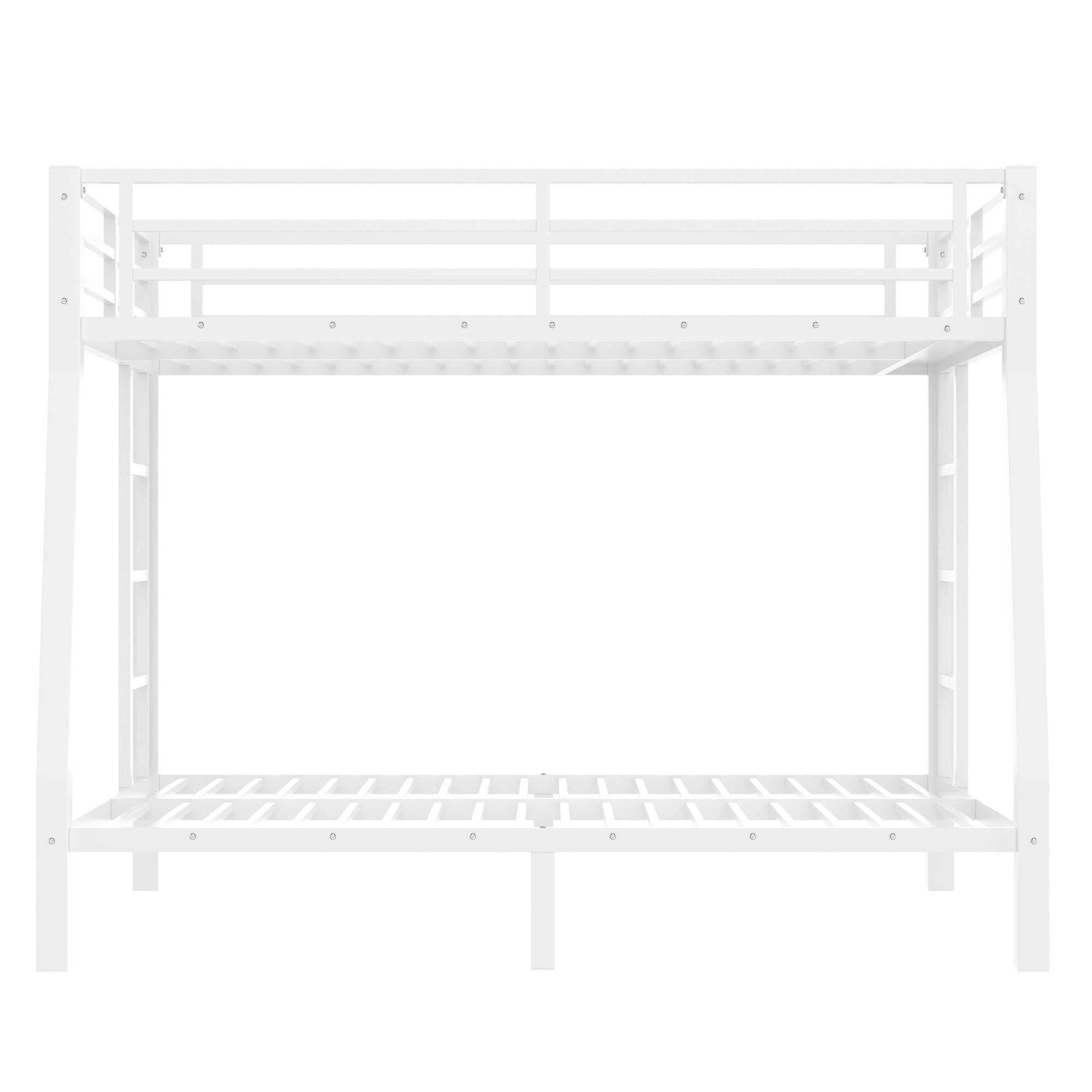 Bellemave® Full XL over Queen Metal Bunk Beds with Guardrails, Ladders & Under - bed Storage, White - Bellemave