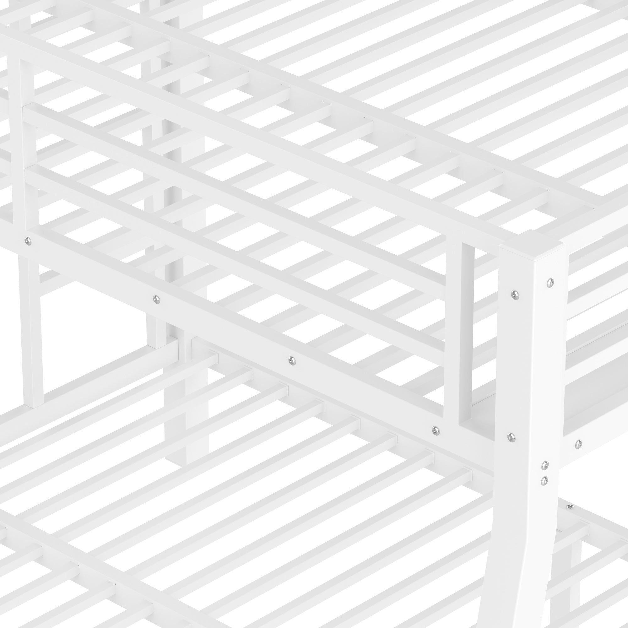 Bellemave® Full XL over Queen Metal Bunk Beds with Guardrails, Ladders & Under - bed Storage, White - Bellemave