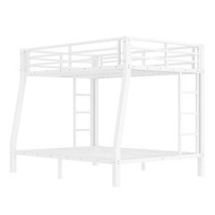 Bellemave® Full XL over Queen Metal Bunk Beds with Guardrails, Ladders & Under - bed Storage, White - Bellemave