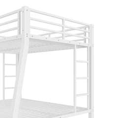 Bellemave® Full XL over Queen Metal Bunk Beds with Guardrails, Ladders & Under - bed Storage, White - Bellemave