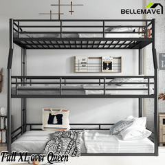 Bellemave® Full XL over Queen over Queen Size Triple Bunk Bed with Storage Board - Bellemave