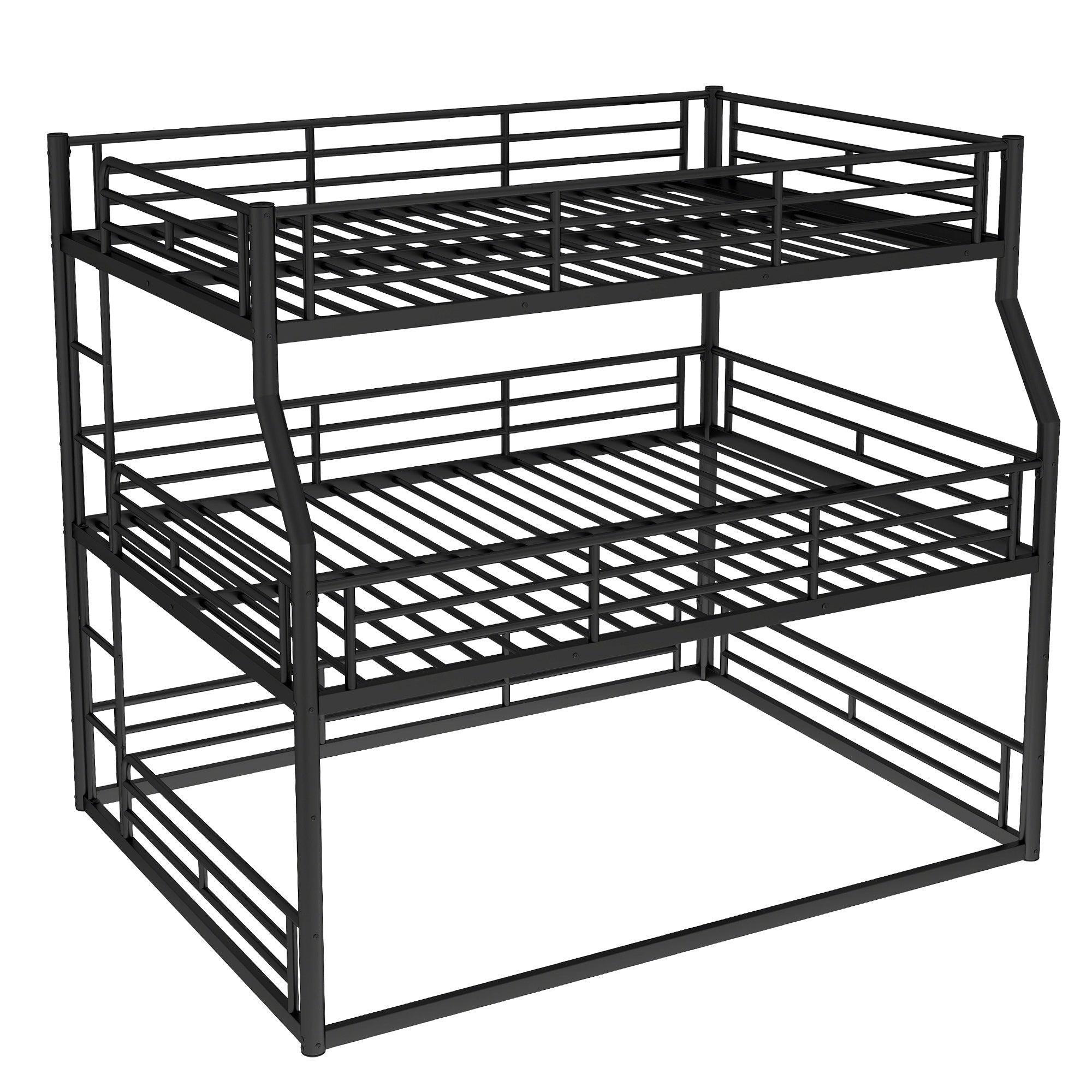 Bellemave® Full XL over Queen over Queen Size Triple Bunk Bed with Storage Board - Bellemave
