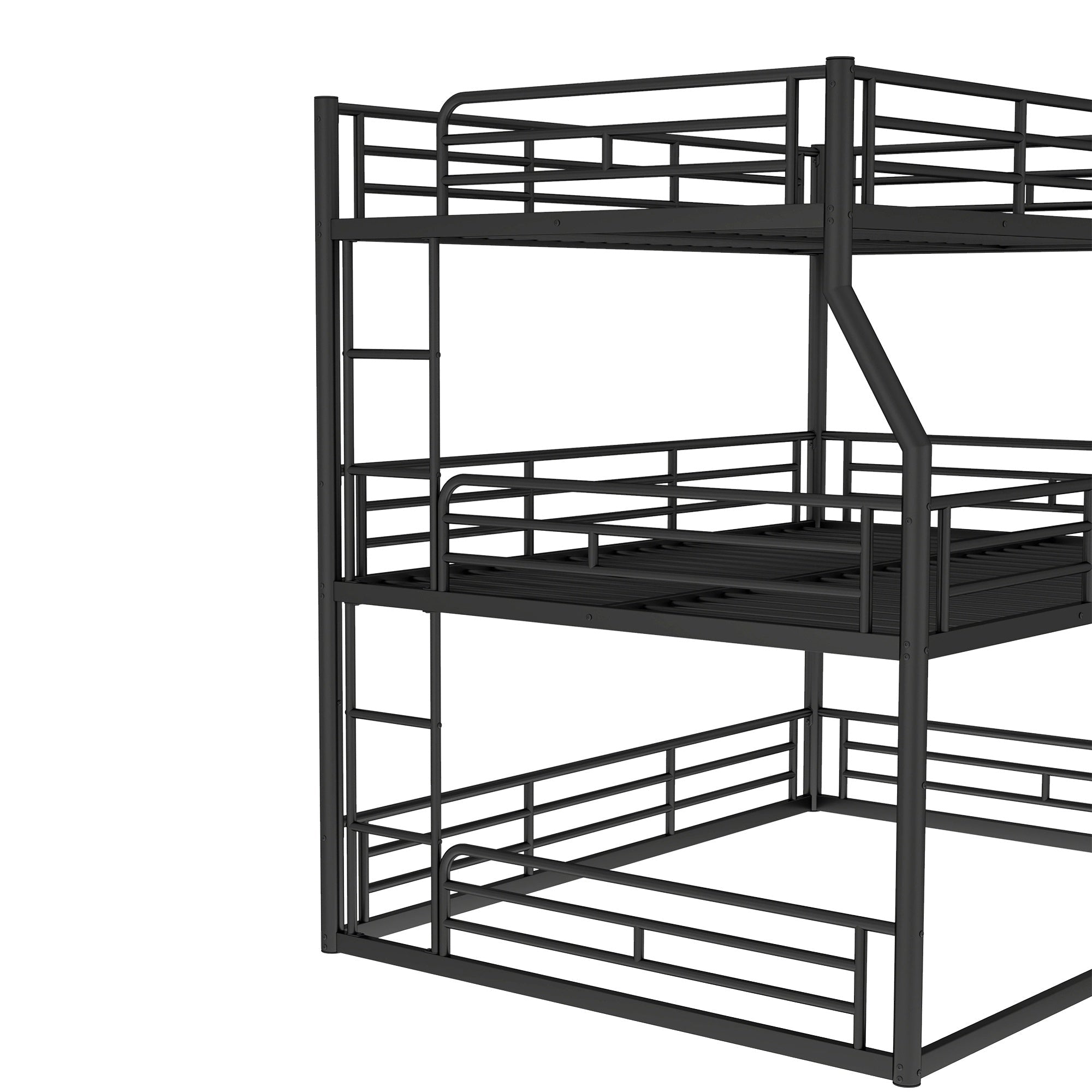 Bellemave® Full XL over Queen over Queen Size Triple Bunk Bed with Storage Board - Bellemave