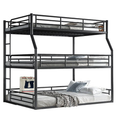 Bellemave® Full XL over Queen over Queen Size Triple Bunk Bed with Storage Board - Bellemave