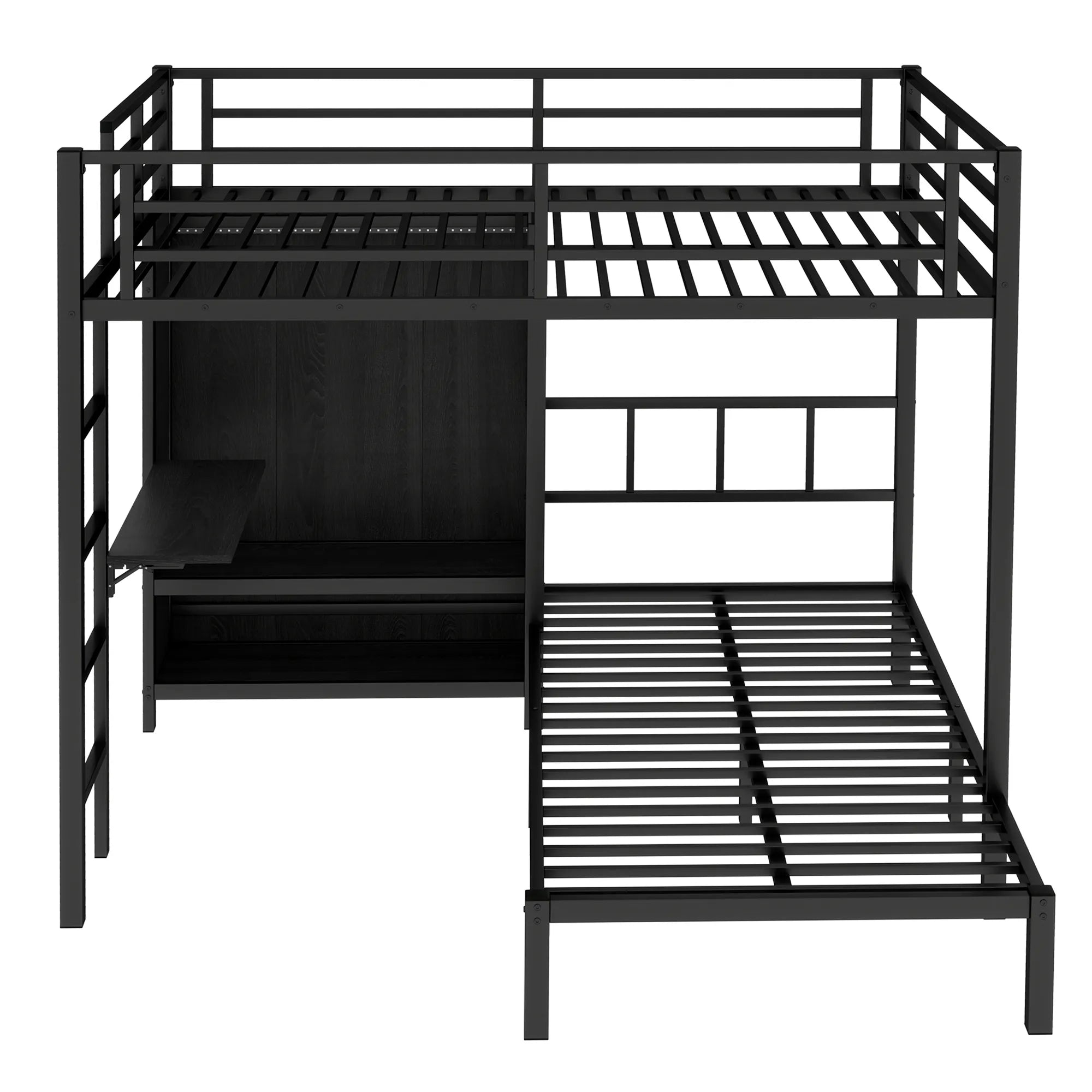 Bellemave® Full XL Over Twin Metal Bunk Bed with Folding Desk and Closet with LED - Bellemave